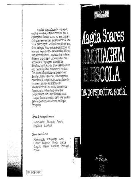 Livro 16 Magda Soares Linguagem E Escola Uma Perspectiva Social 7ª Ed