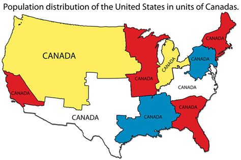 Map of the Population Distribution of the United States Measured in Canadas