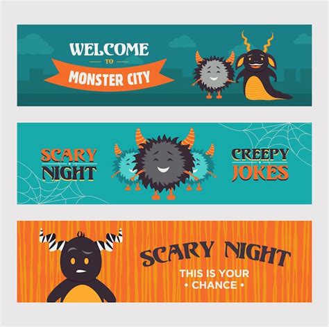 Free Vector Modern Banner Designs With Furry Monsters Welcome To