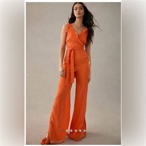 Anthropologie Pants And Jumpsuits Anthropologie Hutch Ruffledtrimmed Jumpsuit Poshmark