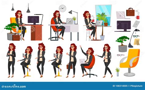 Business Woman Lady Character Vector Working Female In Action It