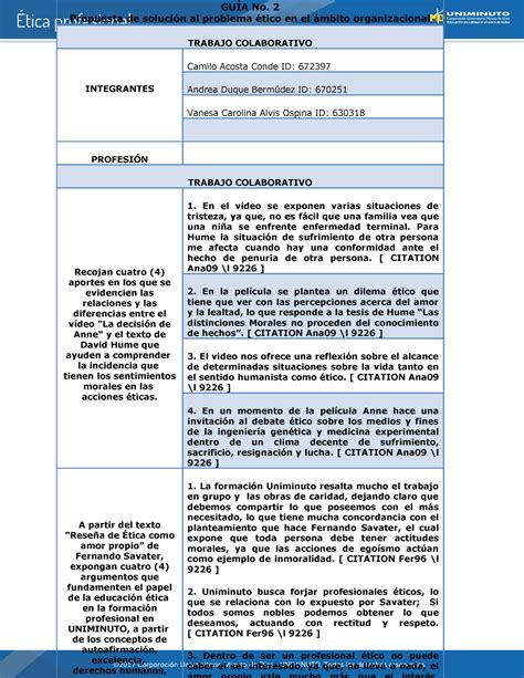 Propuesta Problematica Etica GUÍA No 2 Propuesta de solución al