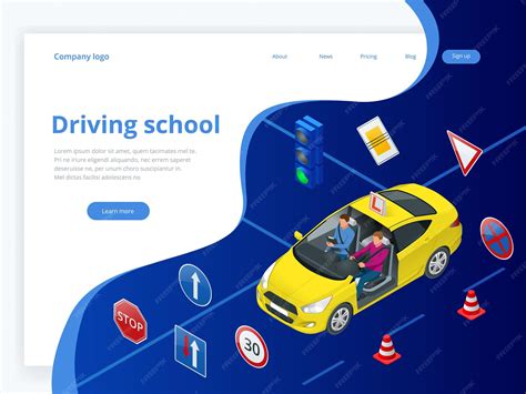 Premium Vector | Design concept driving school or learning to drive