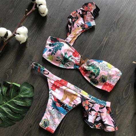 Metal V Tank Top Low Waist Bikini Sets Swimsuit For Women Orange Sexy Two Pieces Swimwear