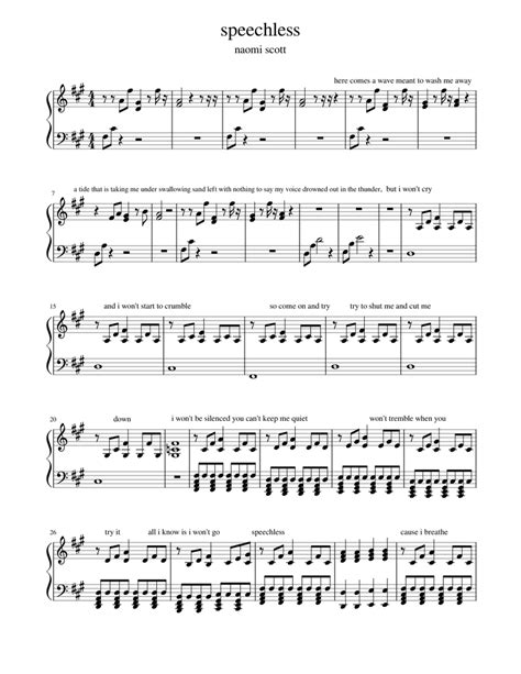 Speechless From Naomi Scott Sheet Music For Piano Solo