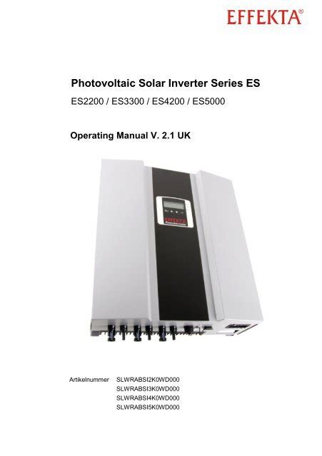 Photovoltaic Solar Inverter Series Es Effekta