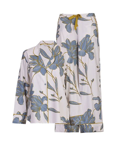 Piper Floral Print Wide Leg Pyjama Set White Mix Tkd Lingerie