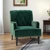 JAYDEN CREATION Enrica Green Tufted Comfy Velvet Armchair With Nailhead