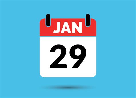 29 January Calendar Date Flat Icon Day 29 Vector Illustration 32460846 ...