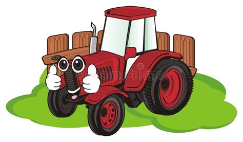 Tractor With Face Vehicle Cartoon Colored Clipart Stock Vector