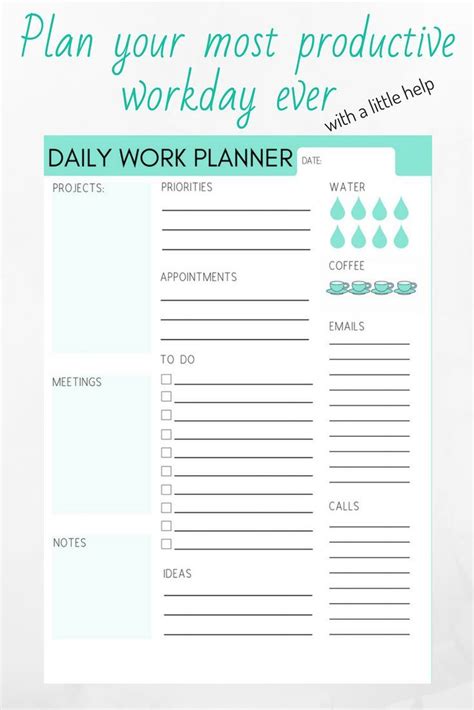 Daily Work Planner| Daily Planner| Work Organizer| Printable work ...