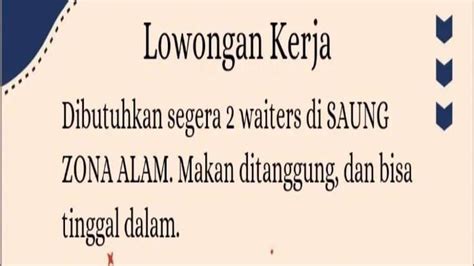 Lowongan Kerja Kendari Saung Zona Alam Buka Rekrutmen Waiters Orang