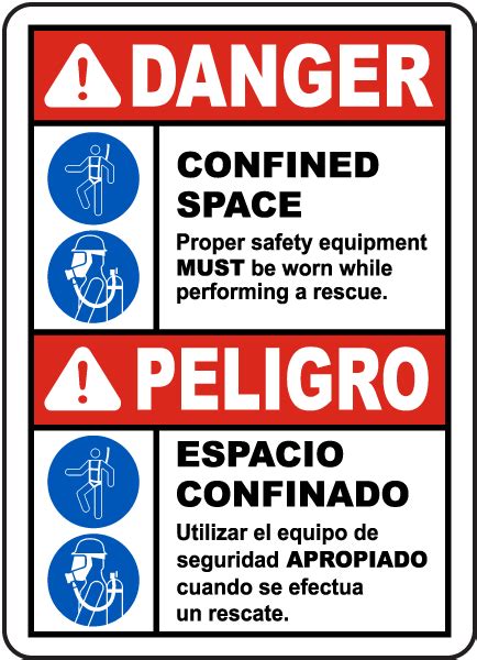 Bilingual Danger Safety Equipment Must Be Worn Sign Save 10