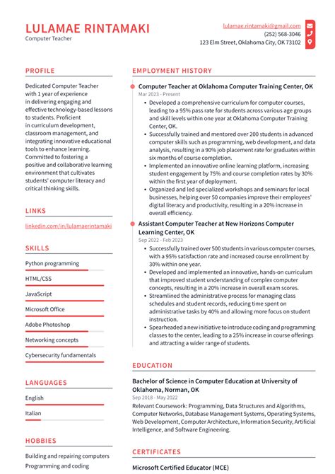 Top Computer Teacher Resume Objective Examples