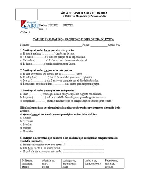 Taller Evaluativo 9a Pdf