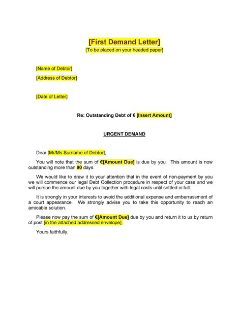 Letters Of Demand Document Templates PDF Template