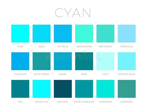 Cyan Blue Color Shades Swatches Stock Vector - Illustration of press ...