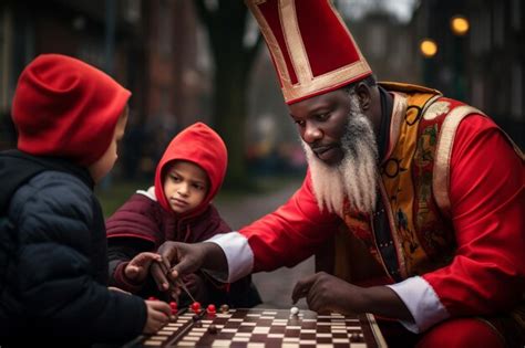 Premium Photo | Sinterklaas and Zwarte Piet playing traditional