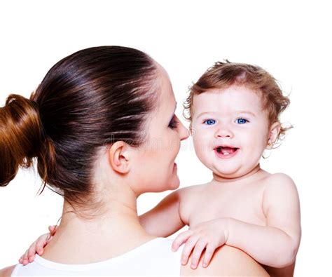 Woman Holding Baby Stock Photo Image Of Blue Beautiful 24502496