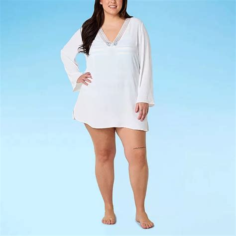 Liz Claiborne Womens Dress Swimsuit Cover Up Plus Color White Jcpenney