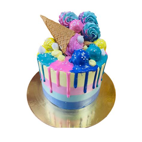 Rainbow Ice-cream Theme Cake - livefreshcakes.com