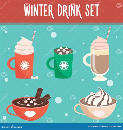 Winter Hot Drink Set Stock Vector Image