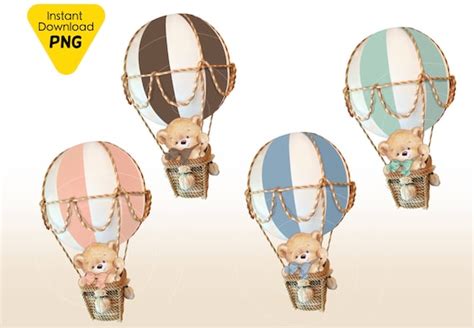 Bundle Hot Air Balloon Baby Nursery Teddy Bear Baby Shower Etsy