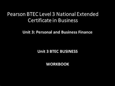 Btec Level 3 National Extended Certificate In Business Teaching Resources