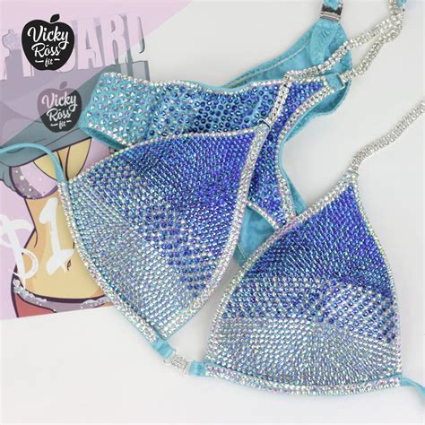 Npc Competition Bikini Suit Blue Ombre Fitness Bikini With Ab Crystal