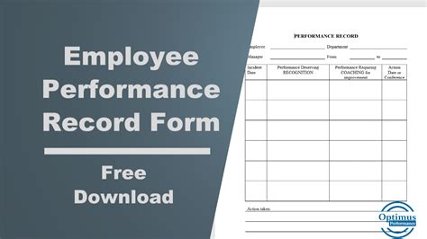 Employee Performance Record Form Optimus Performance