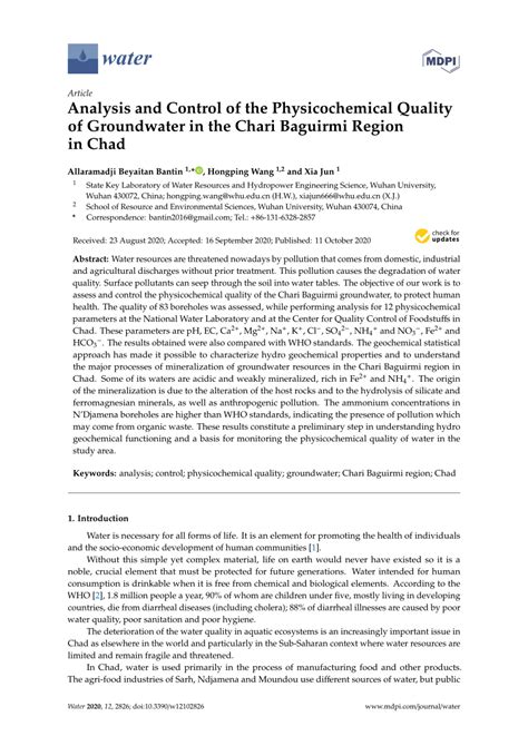 PDF Analysis And Control Of The Physicochemical Quality Of