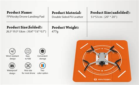 Fpvtosky Drone Landing Pad Universal Large 2051cm Fast Fold Double Sided