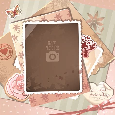 Memories Of Romantic Love Single Photo Scrapbook Collage 695572 Vector