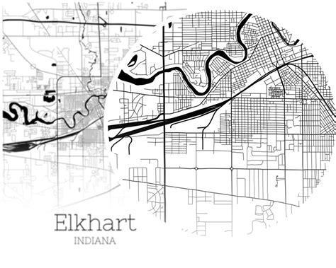 Elkhart Map Instant Download Elkhart Indiana City Map Etsy