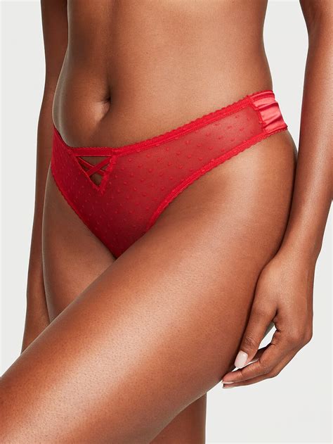 Відкриті трусики тонг Victoria S Secret Very Sexy Crotchless Lace Up Bow Back Thong Panty