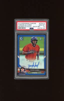 2018 Yordan Alvarez RC Rookie Bowman Chrome Auto Blue 150 PSA 10 Pop