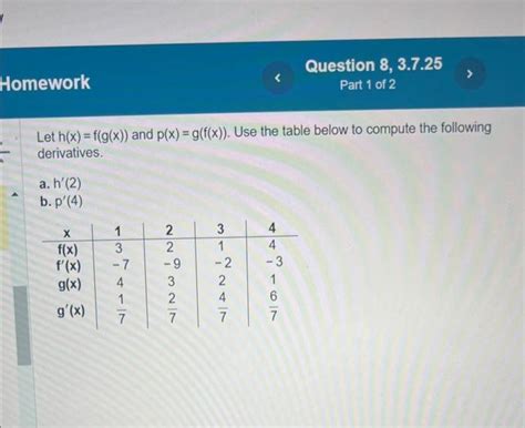 Solved Let H X F G X And P X G F X Use The Table Chegg