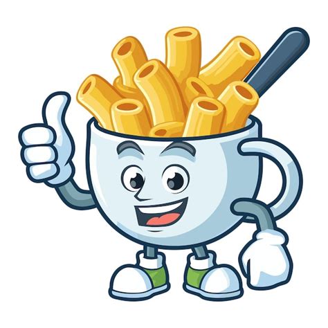 Premium Vector Cup Of Macaroni Mascot Character Giving Thumb Up