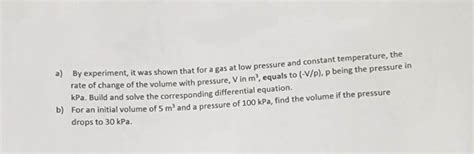 Solved a) By experiment, it was shown that for a gas at low | Chegg.com