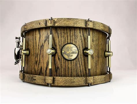 Hhg Drums X Oak Stave Snare With Solid Oak Hoops Satin Reverb