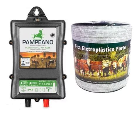 Kit Cerca Eletrica Rural Eletrificador Rolo De Fita 200m