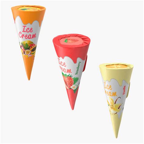 Cone Ice Cream Packages Mockup Collection D Model Ds Fbx