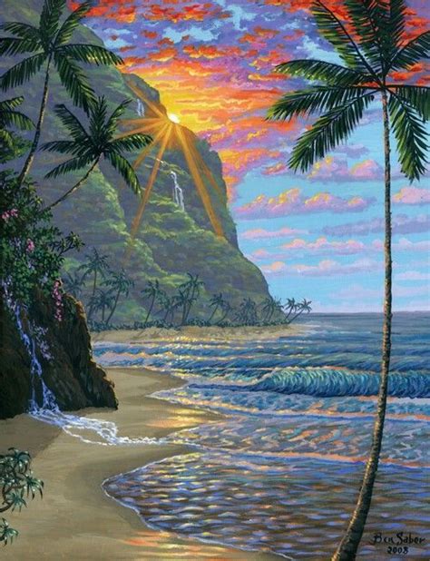 Painting #604 Hawaiian Beach Sunset | Canvas painting, Painting, Sunset painting