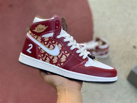 Dior X Air Jordan 1 Wine Red White Shoes For Sale In 2020 White Shoes