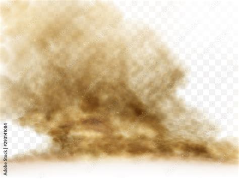 Desert Sandstorm Brown Dusty Cloud Or Dry Sand Flying With Gust Of