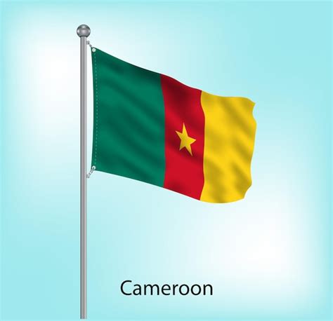 Premium Vector Cameroon Waving Flag On Flagpole Vector