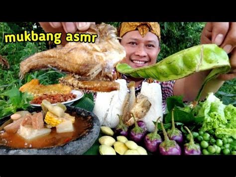 MUKBANG ASMR LALAPAN MENTAH Petai Mentah Sayur Asem Ikan Asin