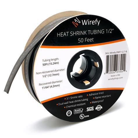 Wirefy 12 Heat Shrink Tubing 50 Ft Roll Black