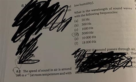 Solved What is the wavelength of sound waves with the | Chegg.com