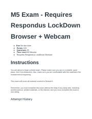 Biod 121 Exam 5 Docx M5 Exam Requires Respondus LockDown Browser